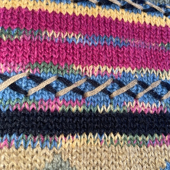 Vintage 90s Lizwear Western Aztec Boho Knitted Sweater Fuchsia Black Size Small - Picture 6 of 11